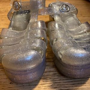 Clear glitter wedges